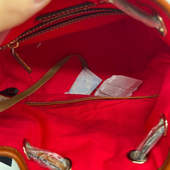 Dooney & Bourke Suede Drawstring Crossbody Olive Crossbody Handbags - Picture 9 of 15